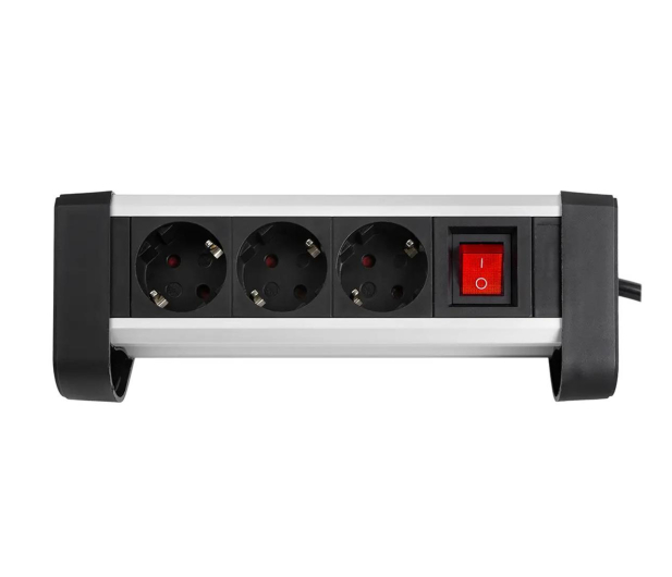 Spacetronik Listwa zasilająca SPS-T34BS - 3 gniazda 1.5m srebrno-czarny - 1153965 - zdjęcie